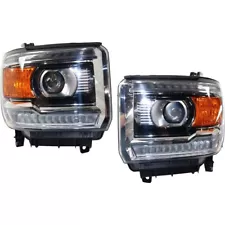 Headlight Set For 2016-19 GMC Sierra 3500 HD Driver and Passenger Side HID/Xenon (For: 2016 GMC)