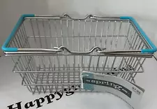 Spring Shop METAL SHOPPING BASKET With Blue Handles TABLEWARE/KITCHEN ACCESSORY