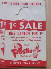 6 VINTAGE FROSTIE ROOT BEER BOTTLE SLIP TAG SALE SPECIAL 1 CENT FOR 2nd CARTON