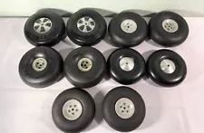 VINTAGE LOT - 10 RC Airplane Wheels Tires - 4" to 4.5" - Du-Bro, Fox, etc