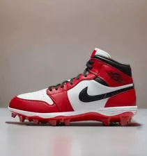 Air Jordan 1 Mid TD Football Cleats Chicago White Red FJ6805-106 Mens Size 14