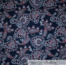 BonEful FABRIC FQ Cotton Quilt Blue Red White Bandana Flower Country Holiday USA