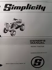 Simplicity Sovereign 3416H Lawn Garden Riding Tractor Owner & Parts Manual 871