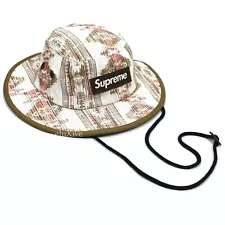 NWT Supreme Woven Pattern Box Logo Boonie Bucket Hat Beige Men's FW22 AUTHENTIC