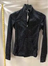 Lululemon Womens Black Spotted 1/2 Zip Pockets Long Sleeve Track Jacket Size 4