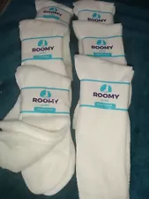 Roomy Men's White Diabetic Crew Socks J800L 1 Set Of 6 Pairs Size 10-13