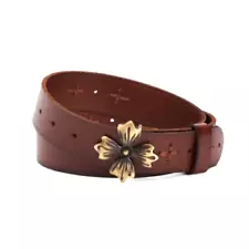 NWT Original PATRICIA NASH Astrid Floret Adjustable Leather Belt Stitched Large