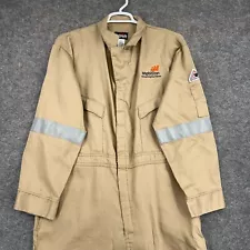 Bulwark Fr Coveralls Mens 48 Tan Twill Flame Resistant Snap Up Pockets