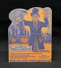 vintage E. Rosen HALLOWEEN TRIX OR TREATS Lollipop Card SCARECROW Design 1940s