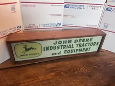 John Deere Industrial Tractors Glass Wood Sign Box Antique Advertising