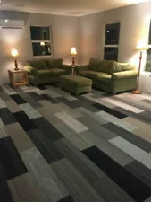 New Shaw Carpet Tile Planks Modular Gray Black Silver 45 sq ft + 9X36 or 18X36