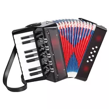 kids Accordion Mini Accordion 17 Piano key 8 Bass Button Accordian Black