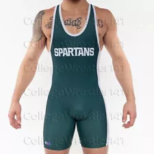 AUTHENTIC Michigan State College Team Wrestling Singlet Large USA cliff keen