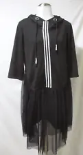 BEGINNING black white striped sporty hoodie style mesh tutu skirt dress sz M