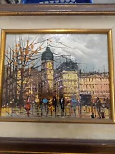 Vintage Paris Street Scene Oil Painting Framed Artist Signature