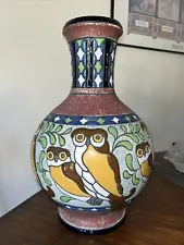 Amphora vase. Large! Art Deco. Owls. Czech. R ST K after 1918 Estate sale