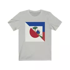 Half Haitian-Japanese Flag T-Shirt | Haiti Japan Men Women Clothing