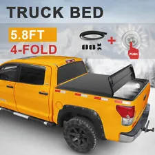 5.8Ft Tonneau Cover Truck Bed For 2014-19 Chevy Silverado GMC Sierra 1500 4-Fold