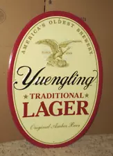 YUENGLING LAGER EMBOSSED OVAL METAL SIGN-BEER-AMERICA'S OLDEST BREWERY-EAGLE-ALE