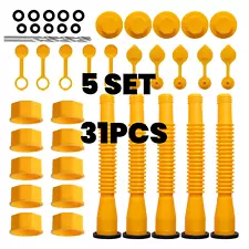 5 Sets Replacement Gas Can Spout Nozzle Vent Kit for Plastic Gas Cans Old Style