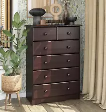 Chocolate Java Finish 6 Drawer Dresser 100% Solid Wood Chest Of Drawers