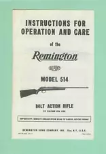 Remington Model 514 EARLY Owners Manual Reproduction