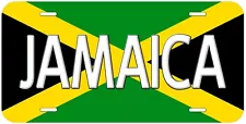 Jamaica Flag with Country Name Novelty Car Tag License Plate