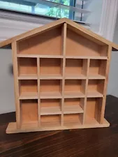 Vintage Wooden Shelf House Shaped Knick Knack Curio Display 10" x 10" miniatures