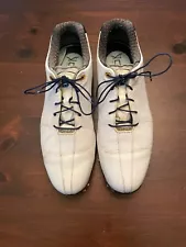 FOOTJOY MEN'S DNA GOLF SHOES WHITE W/ BLUE TRIM SIZE 10 1/2 N SPIKED