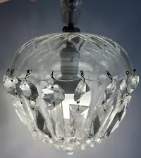 Art Deco Czech Bohemian Crystal Globe Pendant Light Prisms Lamp Ceiling