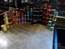 71 Spools of Thread, Variety of Colors. Some wood Spools.