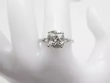 Antique 1920s $40,000 3.32ct Old Cushion Cut SI2 I Diamond Platinum Wedding Ring