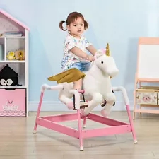 Ride On Horse for 5-12 Years, Spring Horse with Sound, Unicorn, Pink