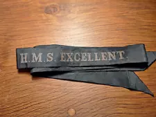 ORIGINAL CAP TALLY / BAND FOR HMS EXCELLENT - ATTIC FIND