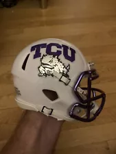 TCU Horned Frogs White Riddell Speed Mini Helmet - Chrome Facemask