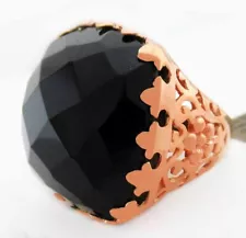 GENUINE 48.76 Cts BLACK ONYX RING .925 SILVER (rose Finish) - NEW WITH TAG