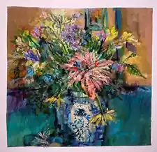 LeRoy Neiman - Original Oil - Flowers in A Vase - Signed