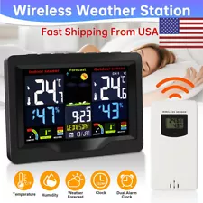 Digital LCD Indoor & Outdoor Weather Station Clock Calendar Thermometer Wireless