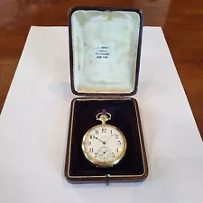 R52 14k SOLID GOLD 1916 ELGIN POCKET WATCH IN BOX RUNNING A+!