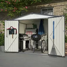 Goohome 6' x 8' Outdoor Storage Shed with Double Lockable Doors, Anti-Corrosi...