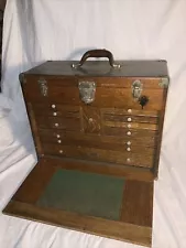 Vintage H. Gerstner & Sons 11 Drawer Oak Machinist Tool Chest Box Model 042