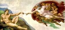 THE CREATION OF ADAM THE SISTINE CHAPEL FRESCO PAINTING BY MICHELANGELO REPRO