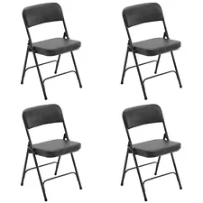 4 Pack Metal Folding Chairs with Padded Seat and Back for Home and Office Black