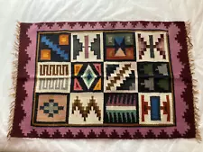 Native American Indian pattern small rug, flat, sturdily woven, good condition.