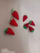 Vintage Strawberry Shaped Fabric Pin Cushion w/Original Taiwan Tag (7 total)