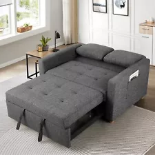 ⚡Convertible Sofa Bed Pull Out Couch Bed Linen Fabric Loveseat for Small Spaces⚡