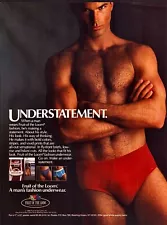 FRUIT OF THE LOOM MEN'S UNDERWEAR ~ Handsome Young Man ~ VINTAGE PRINT AD ~ 1986