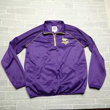 Minnesota Viking Track Jacket Size XL Purple 1/4 Zip Embroidered Logo Mesh Lined