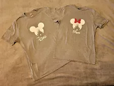 Matching Couple's Mom And Dad Disney T-shirts Gray Men's Large Women's Sz Small