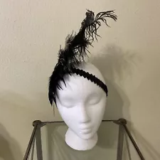 1920s style Feather Flapper Gatsby Headband Headpiece Sequined Rhinestones OS